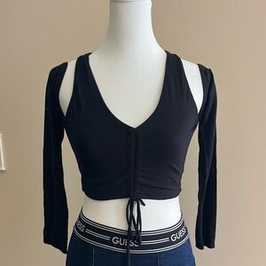 Better Be Black Ruched Long Sleeve Top